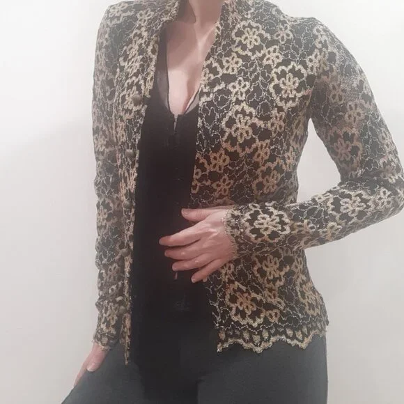 luxury Ann Ferriday vintage lace high neck button up coquette minimalist blouse - Picture 16 of 16